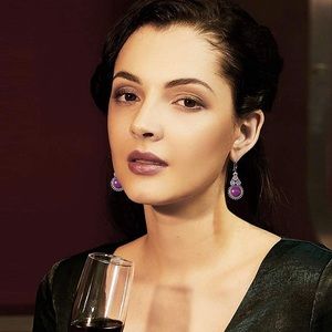 Sterling Silver Purple Drop Earrings